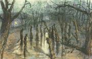 Stanislaw Ignacy Witkiewicz The Planty Park by Night-Straw-Men (mk19) USA oil painting artist